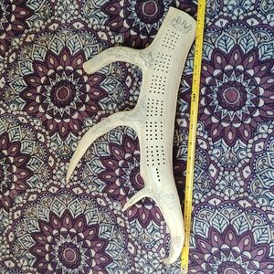 Real Caribou antler scrimshaw cribbage board